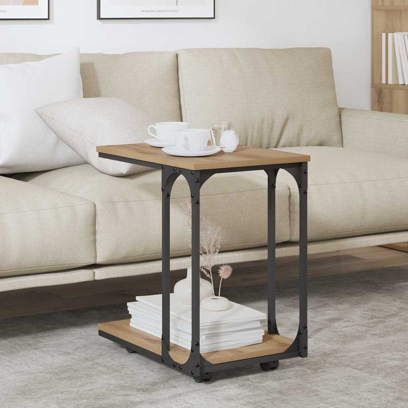 vidaXL Oldal asztal polcokkal Artisan tölgy 50 x 35 x 55.5 cm Faanyag