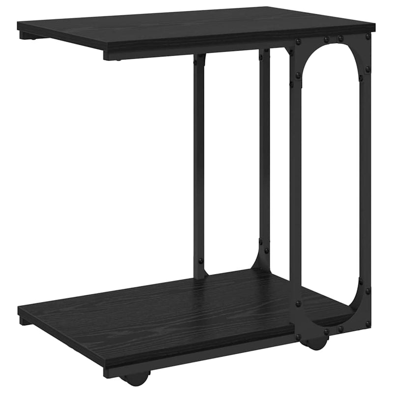 vidaXL Oldal asztal polcokkal Fekete tölgy 50 x 35 x 55.5 cm Faanyag