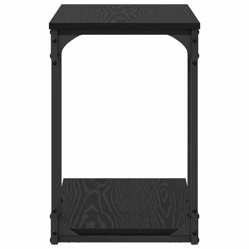 vidaXL Oldal asztal polcokkal Fekete tölgy 50 x 35 x 52 cm Faanyag