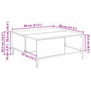 vidaXL Dohányzóasztal Fekete tölgy 80 x 80 x 36,5 cm Faanyag
