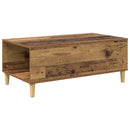vidaXL Dohányzóasztal fiókkal Öreg fa 90 x 50 x 35 cm Faanyag