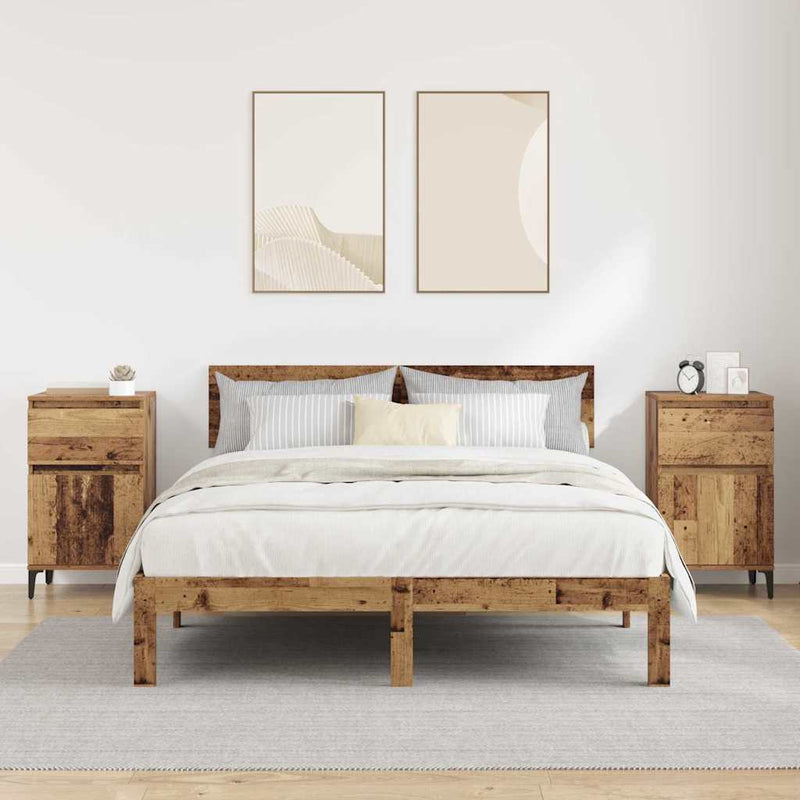 vidaXL Éjjeliszekrény fiókkal 2 pcs Régi fa 40 x 35 x 70 cm Faanyag