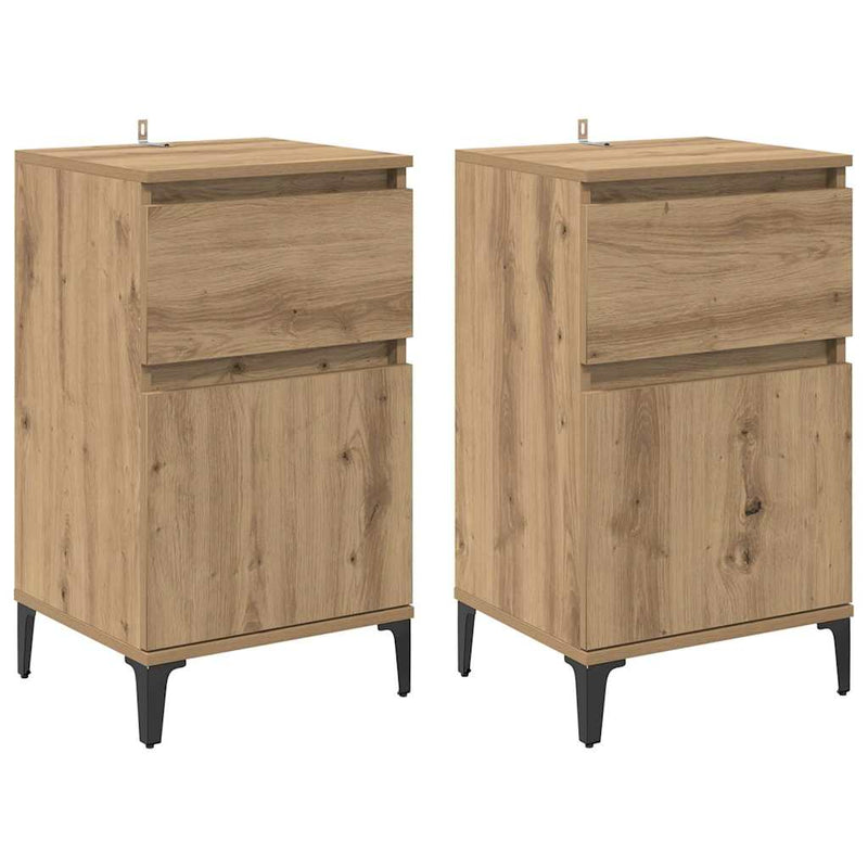 vidaXL Éjjeliszekrény 2 pcs kézműves tölgy 40 x 35 x 70 cm Faanyag