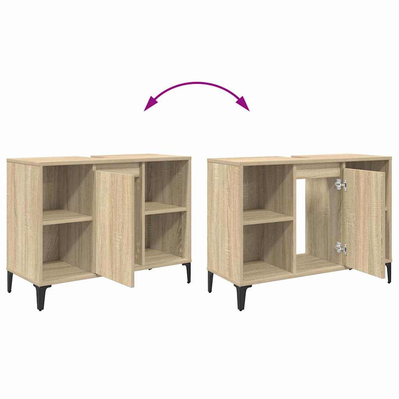 vidaXL Mosdókagyló szekrény polcokkal Sonoma tölgy 80 x 33 x 60 cm