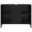 vidaXL Mosdókagyló szekrény polcokkal Fekete tölgy 80 x 33 x 60 cm