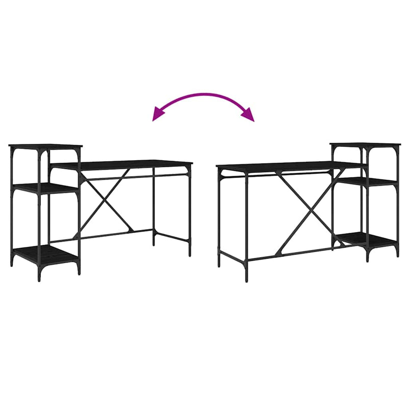 vidaXL Asztal Fekete tölgy 135 x 50 x 90 cm Faanyag