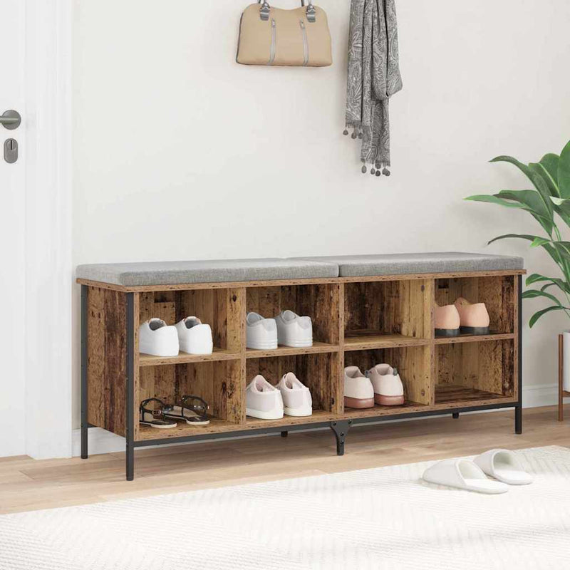 vidaXL Cipőszekrény Öreg fa 131 x 35 x 50 cm Műszaki fa és vas