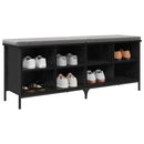 vidaXL Cipőszekrény 131 x 35 x 50 cm Műszaki fa és vas Fekete Tölgy