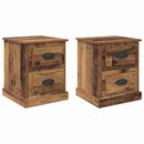 vidaXL Éjjeliszekrény fiókkal 2 pcs Öreg fa 39 x 39 x 47.5 cm Faanyag