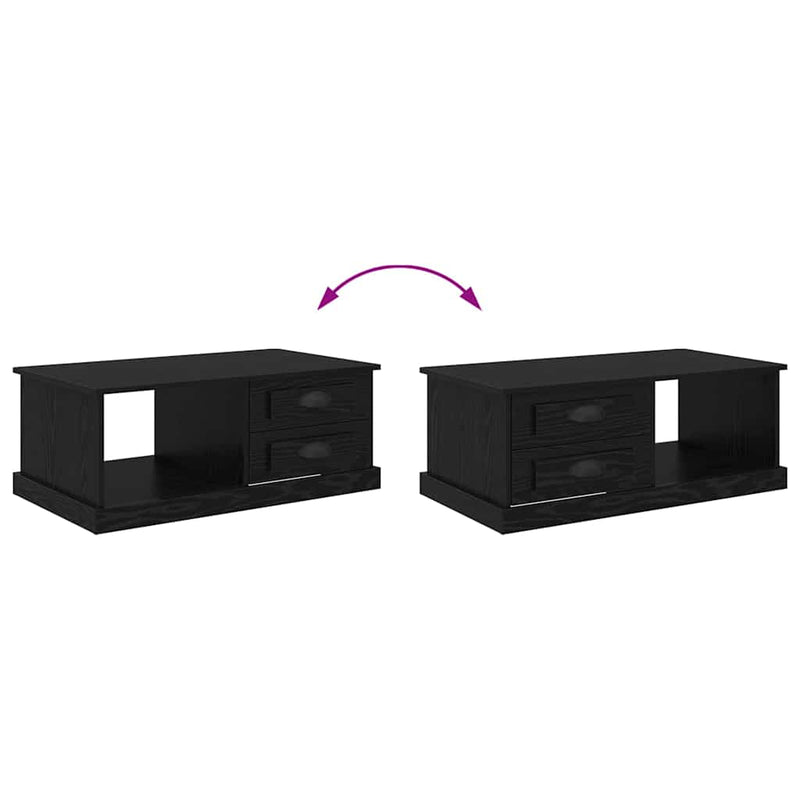 vidaXL Dohányzóasztal fiókkal Fekete tölgy 90 x 50 x 35 cm Faanyag