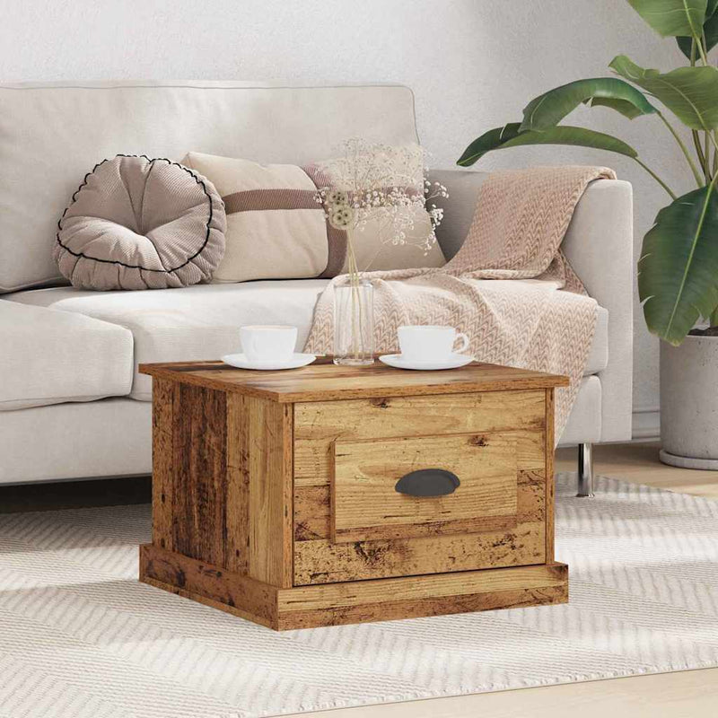 vidaXL Dohányzóasztal with Drawer Régi fa 50 x 50 x 35 cm Faanyag