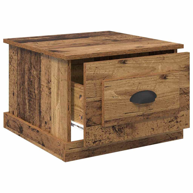 vidaXL Dohányzóasztal with Drawer Régi fa 50 x 50 x 35 cm Faanyag