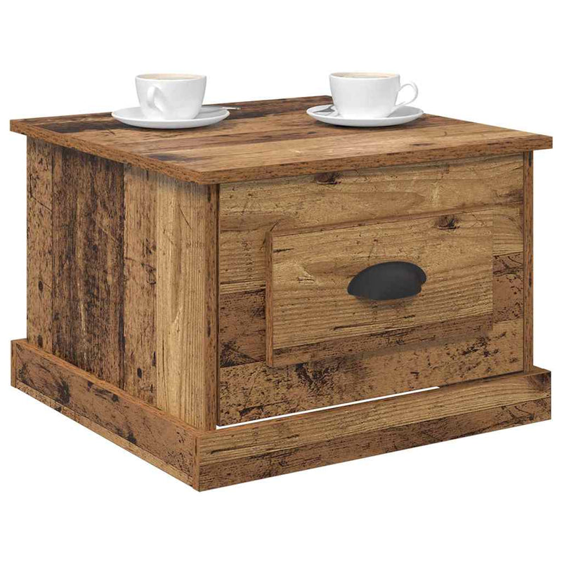 vidaXL Dohányzóasztal with Drawer Régi fa 50 x 50 x 35 cm Faanyag