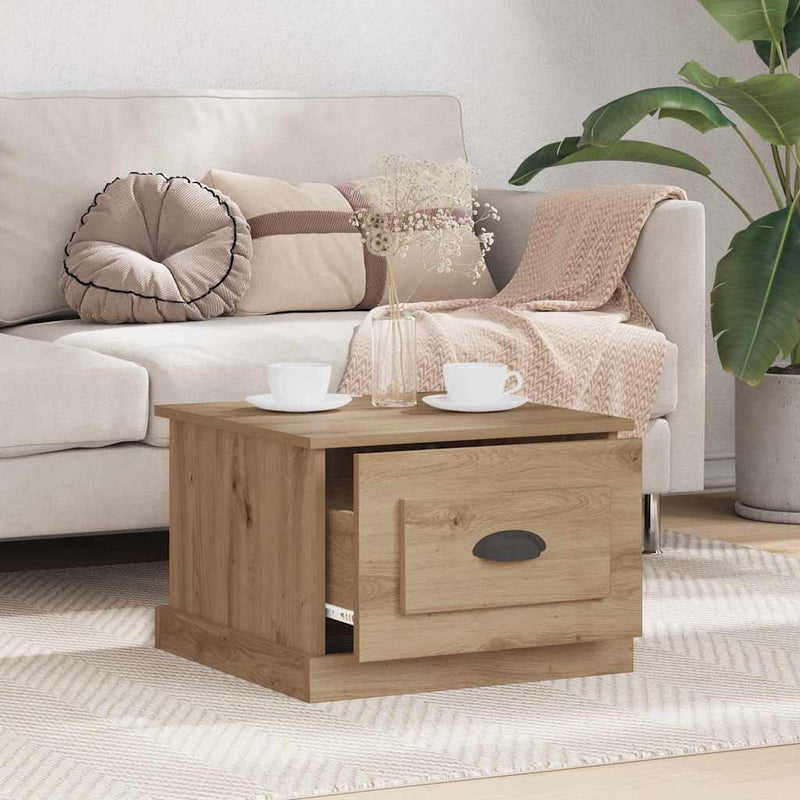 vidaXL Dohányzóasztal kézműves tölgy 50 x 50 x 35 cm Faanyag