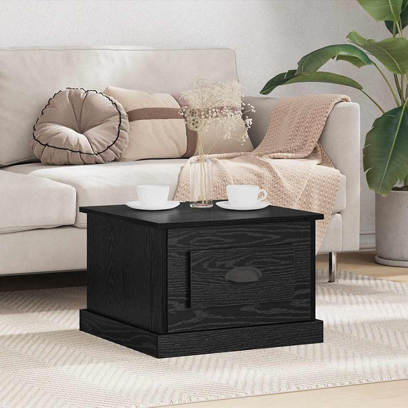 vidaXL Dohányzóasztal with Drawer Musta tammi 50 x 50 x 35 cm Faanyag