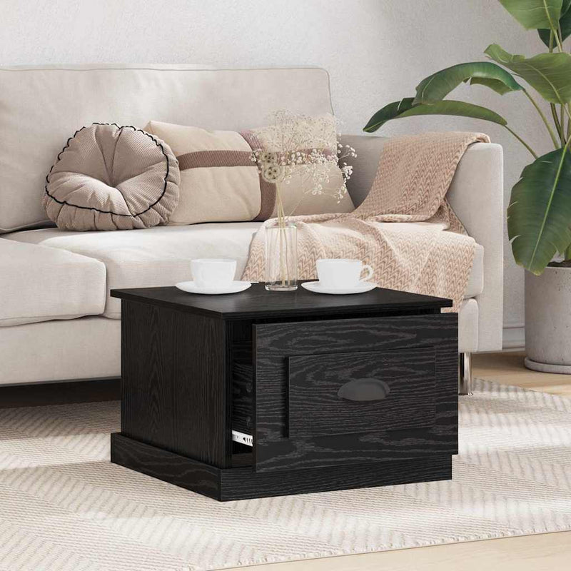 vidaXL Dohányzóasztal with Drawer Musta tammi 50 x 50 x 35 cm Faanyag