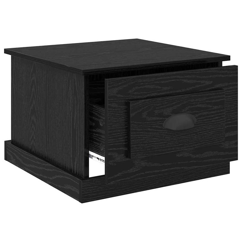 vidaXL Dohányzóasztal with Drawer Musta tammi 50 x 50 x 35 cm Faanyag