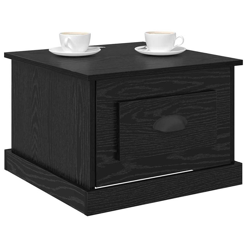 vidaXL Dohányzóasztal with Drawer Musta tammi 50 x 50 x 35 cm Faanyag