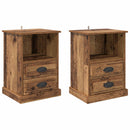 vidaXL Éjjeliszekrény fiókkal 2 pcs Öreg fa 36 x 43 x 60 cm Faanyag