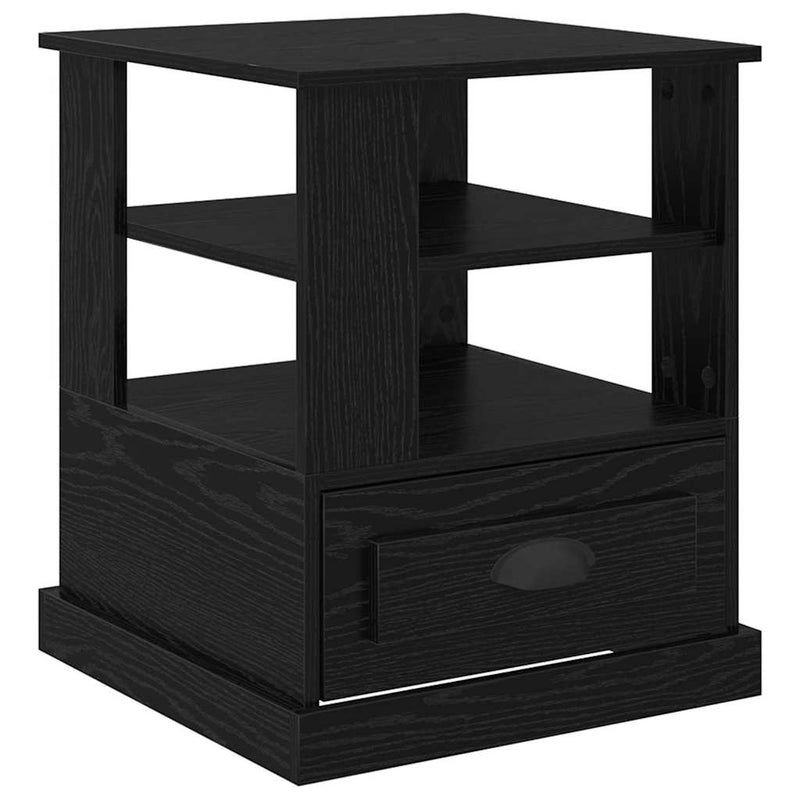vidaXL Éjjeliszekrény fiókkal Musta tammi 50 x 50 x 60 cm Faanyag