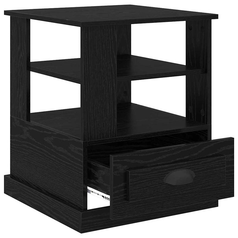 vidaXL Éjjeliszekrény fiókkal Musta tammi 50 x 50 x 60 cm Faanyag