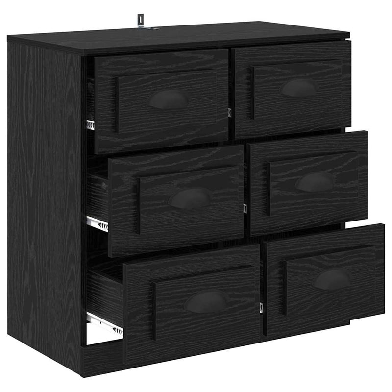 vidaXL Széf fiókkal Fekete tölgy 70 x 35,5 x 67,5 cm Faanyag