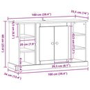 vidaXL Széf Fekete tölgy 100 x 35,5 x 60 cm Faanyag