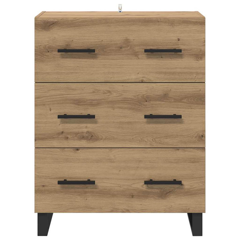 vidaXL Széf fiókkal Artisan tölgy 69,5 x 34 x 90 cm Műszaki fa és vas