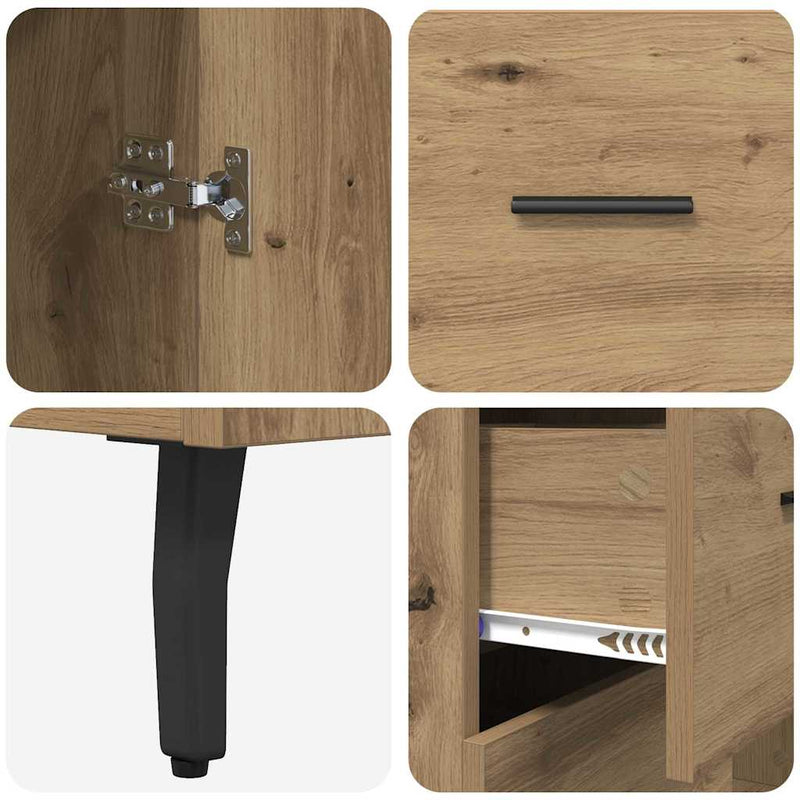 vidaXL Széf fiókkal Artisan tölgy 69,5 x 34 x 90 cm Műszaki fa és vas