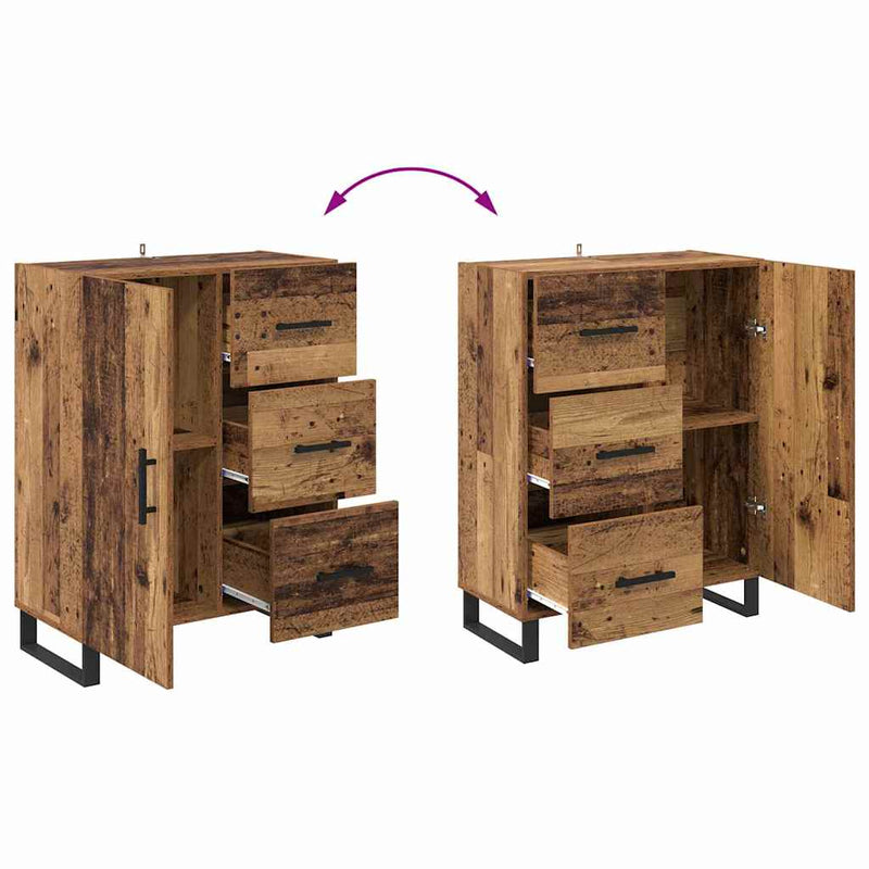 vidaXL Széf fiókkal Öreg fa 69,5 x 34 x 90 cm Műszaki fa és vas