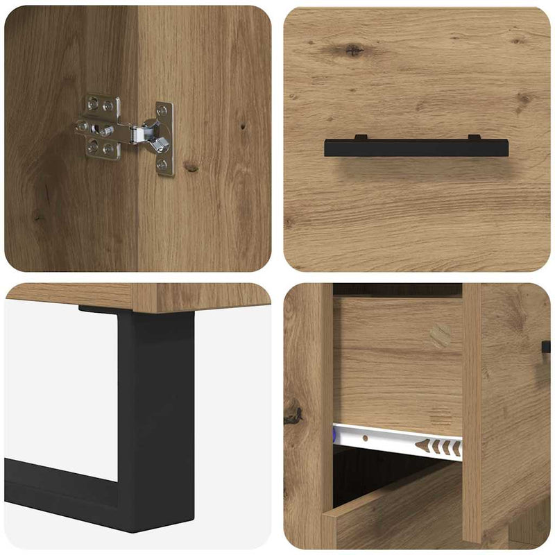 vidaXL Széf fiókkal Artisan tölgy 69,5 x 34 x 90 cm Műszaki fa és vas