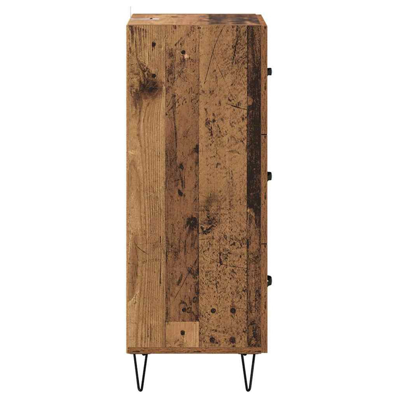 vidaXL Széf fiókkal Régi fa 34 x 34.5 x 90 cm Faanyag