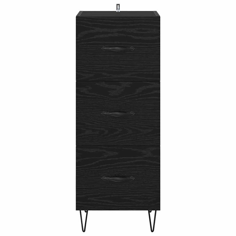 vidaXL Széf fiókkal Musta tammi 34 x 34.5 x 90 cm Faanyag