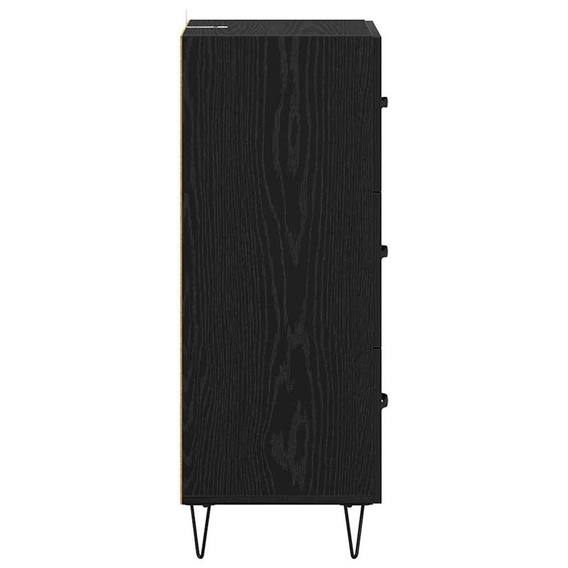 vidaXL Széf fiókkal Musta tammi 34 x 34.5 x 90 cm Faanyag