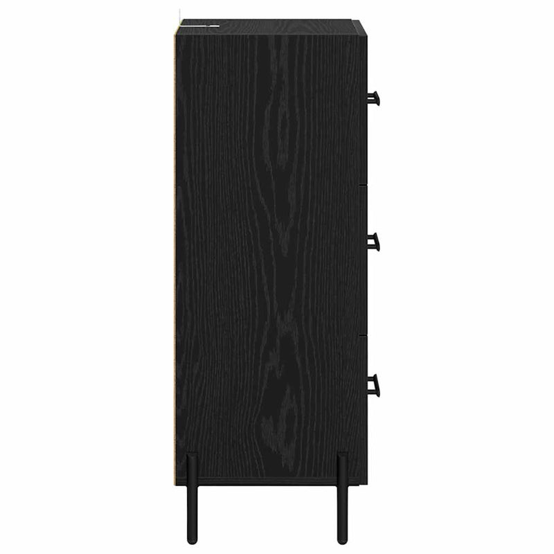 vidaXL Széf fiókkal Musta tammi 34 x 34.5 x 90 cm Faanyag