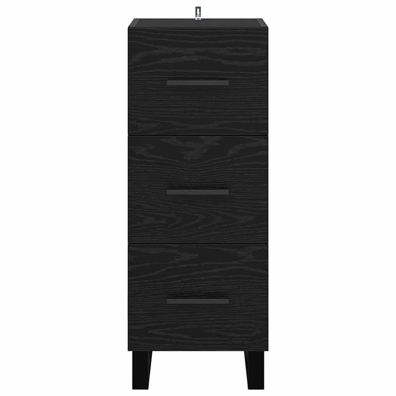 vidaXL Széf fiókkal Fekete tölgy 34,5 x 34 x 90 cm Műszaki fa és vas