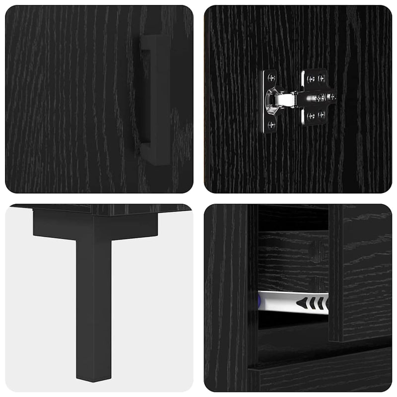 vidaXL Széf fiókkal Musta tammi 69.5 x 34 x 90 cm Faanyag