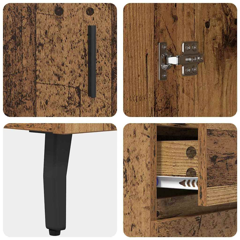 vidaXL Széf fiókkal Öreg fa 69,5 x 34 x 90 cm Műszaki fa és vas