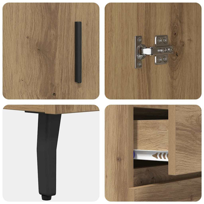 vidaXL Széf fiókkal Artisan tölgy 69,5 x 34 x 90 cm Műszaki fa és vas