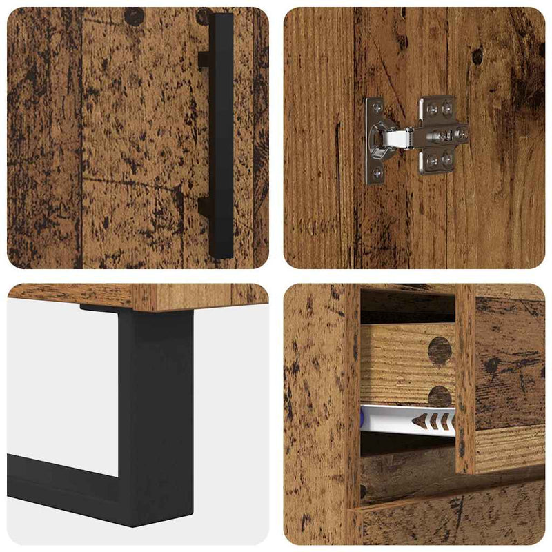 vidaXL Széf fiókkal Öreg fa 69,5 x 34 x 90 cm Műszaki fa és vas