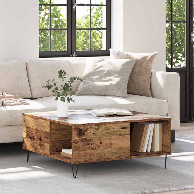 vidaXL Dohányzóasztal Régi fa 80 x 80 x 36.5 cm Faanyag
