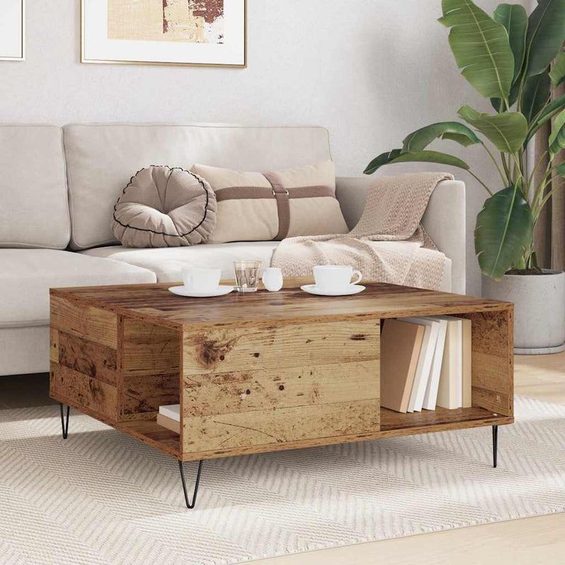 vidaXL Dohányzóasztal Régi fa 80 x 80 x 36.5 cm Faanyag