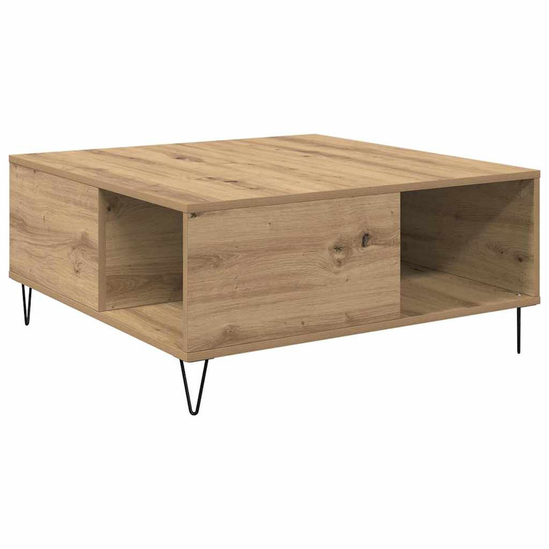 vidaXL Dohányzóasztal kézműves tölgy 80 x 80 x 36.5 cm Faanyag