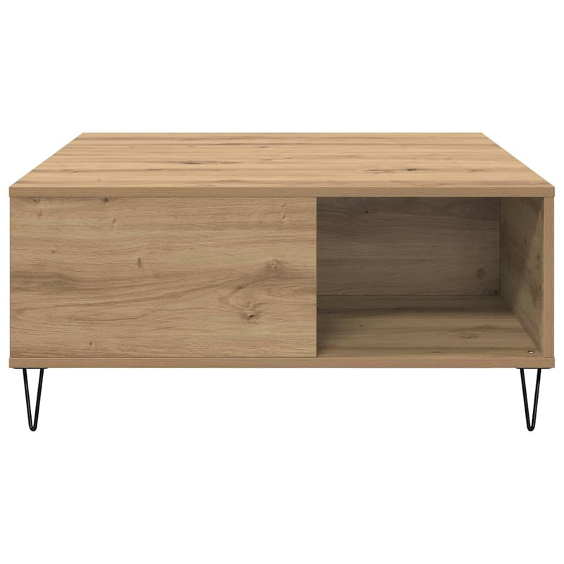 vidaXL Dohányzóasztal kézműves tölgy 80 x 80 x 36.5 cm Faanyag