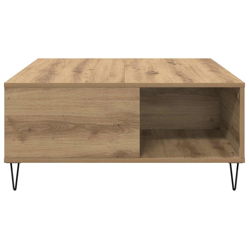 vidaXL Dohányzóasztal kézműves tölgy 80 x 80 x 36.5 cm Faanyag