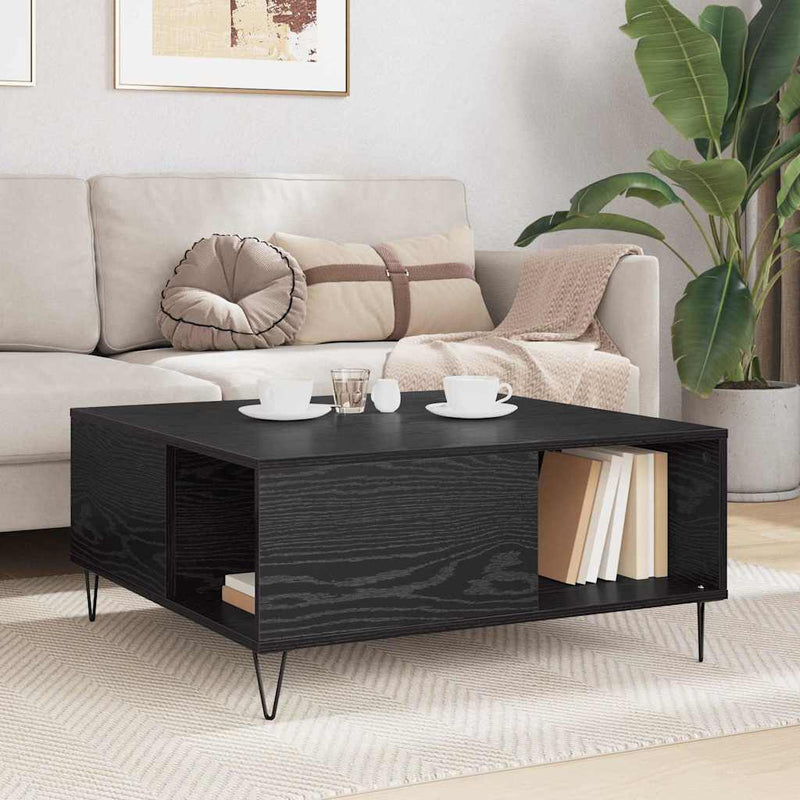 vidaXL Dohányzóasztal Musta tammi 80 x 80 x 36.5 cm Faanyag