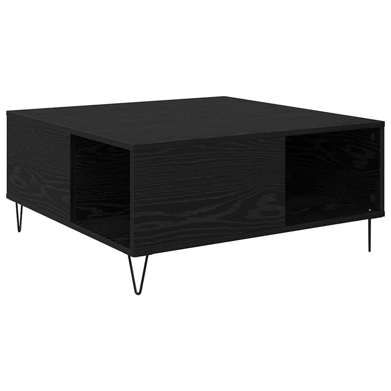 vidaXL Dohányzóasztal Musta tammi 80 x 80 x 36.5 cm Faanyag