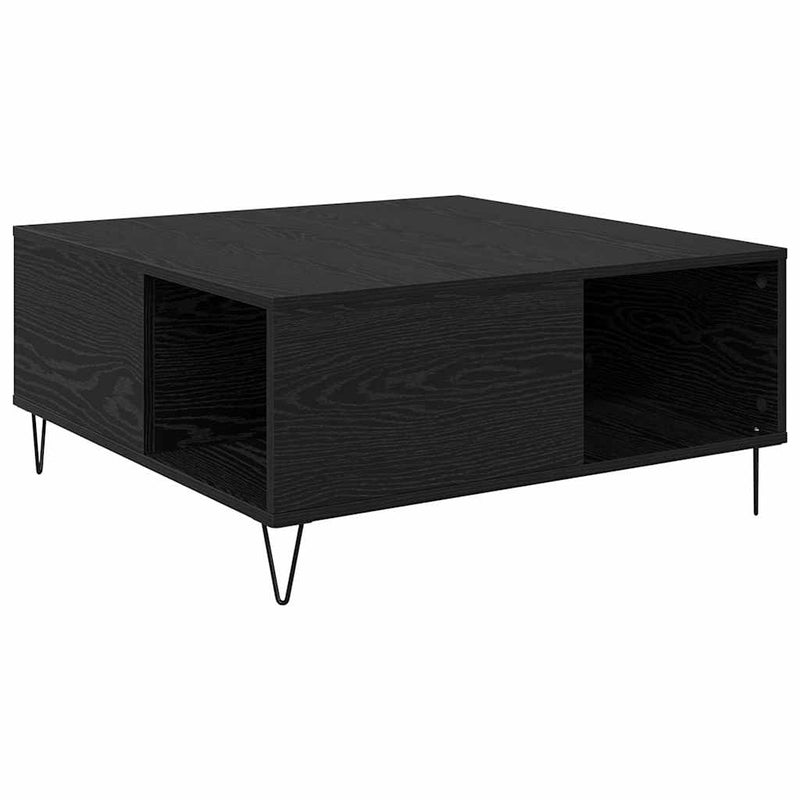 vidaXL Dohányzóasztal Musta tammi 80 x 80 x 36.5 cm Faanyag