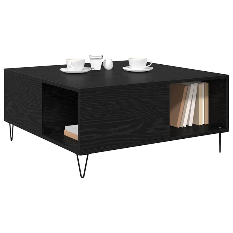 vidaXL Dohányzóasztal Musta tammi 80 x 80 x 36.5 cm Faanyag