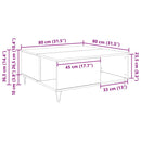 vidaXL Dohányzóasztal Fekete tölgy 80 x 80 x 36,5 cm Faanyag